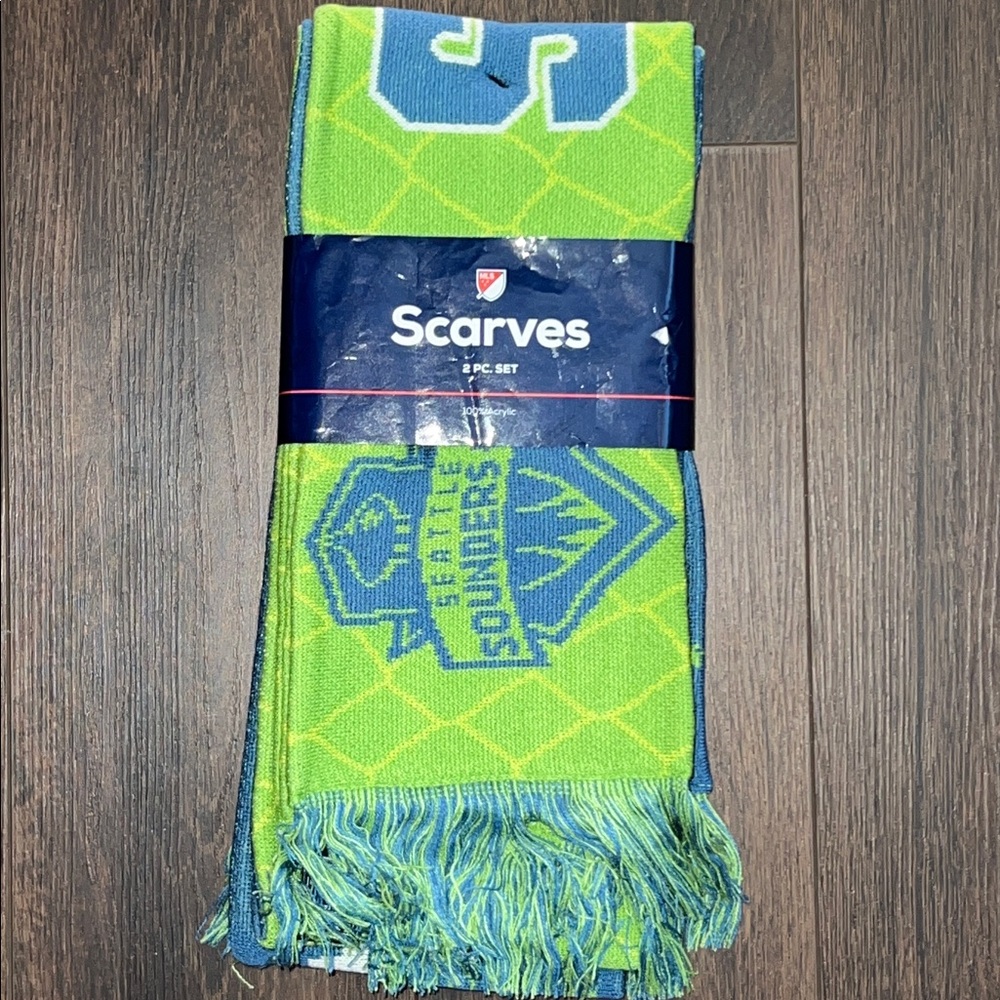 MLS Seattle Sounders FC Scarves - 2-Piece Set, Blue/Green Bundle